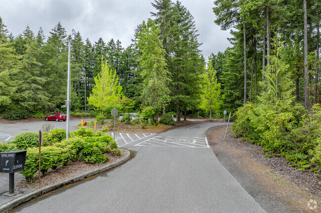 Vinland Elementary School is surrounded by mature tree growth.