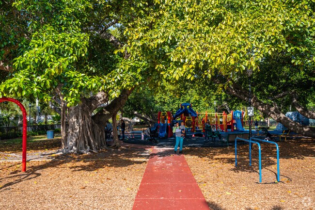 Kids enjoying the playground at Flamingo Park.