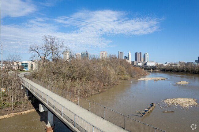 The Scioto Greenway Trail follows the downtown riverfront path.