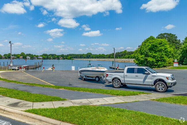 Large loading docks make a day on Lake Norman fun and easy at Blythe Landing Park.