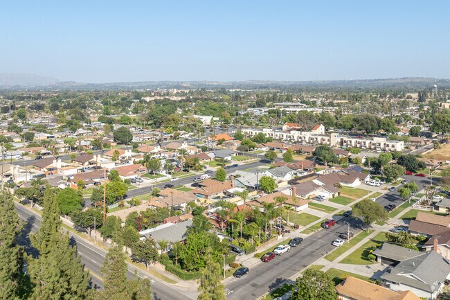 The aerial view of Arlington highlights its featured ranch-style homes.