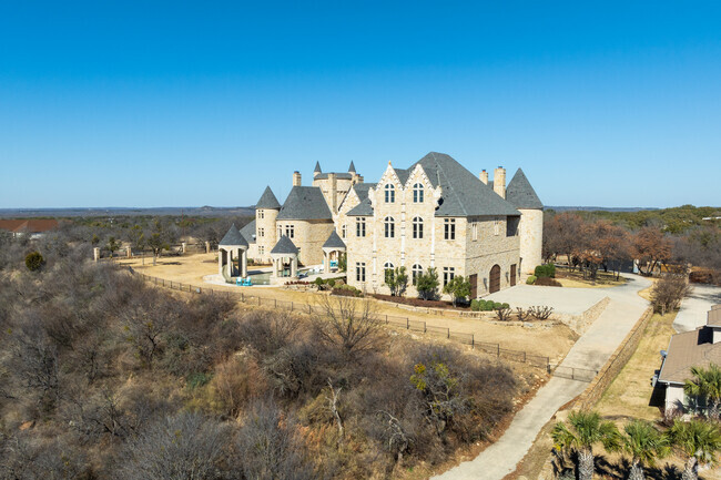 The Lake Brownwood Castle overlooks scenic Lake Brownwood in Texas.