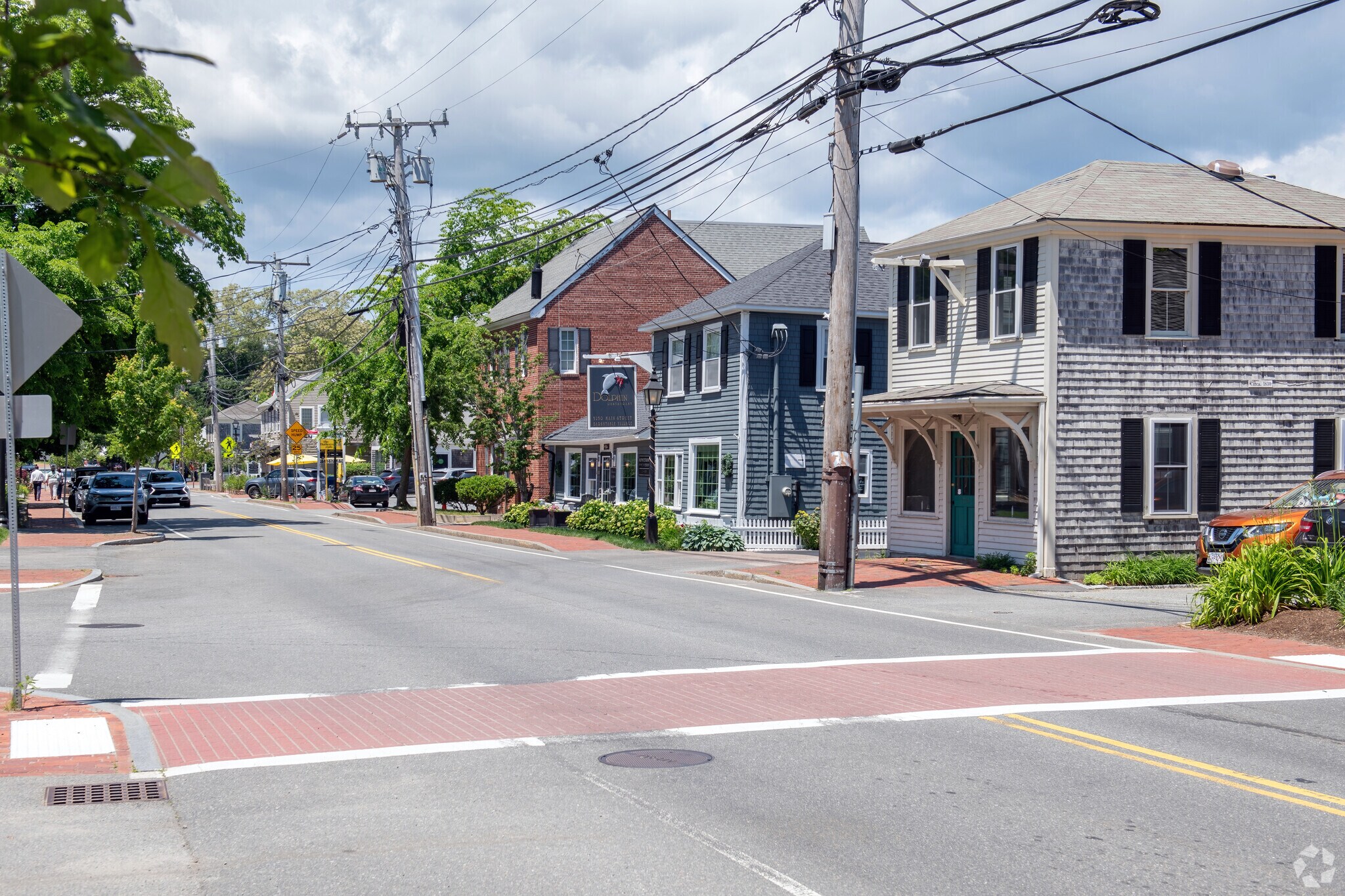 Shops and markets alternate with artist studios and galleries on Main Street in Barnstable.