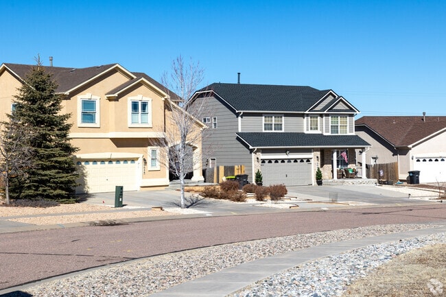 Two-story homes can be found throughout the Cimarron Hills neighborhood.