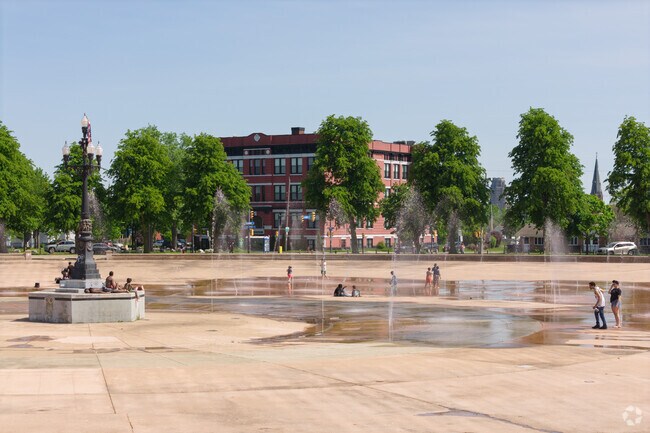 The splash pad in MLK Park is supposed to be a reflection pool in spring and fall.