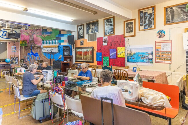 The Common Market also has a community room in the back where residents work on sewing projects.