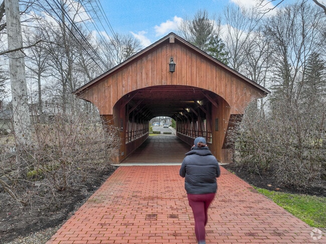 Take a walk through the covered bridge in Olmsted Falls.
