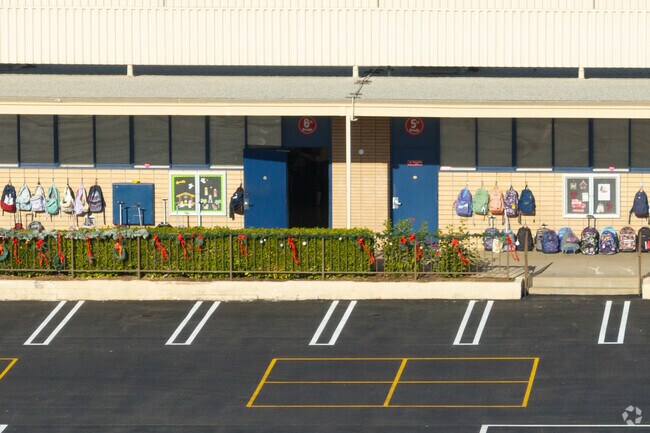 Backpacks line the classrooms of St. Angela Merici Elementary in Brea.