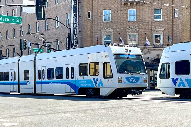 VTA light rail is the main transportation  in Downtown San Jose.