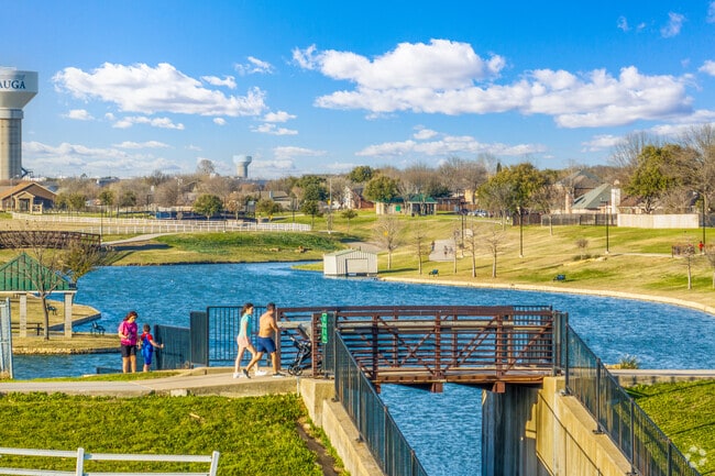 Beautiful blue skies and blue water at the Capp Smith Park bridge.