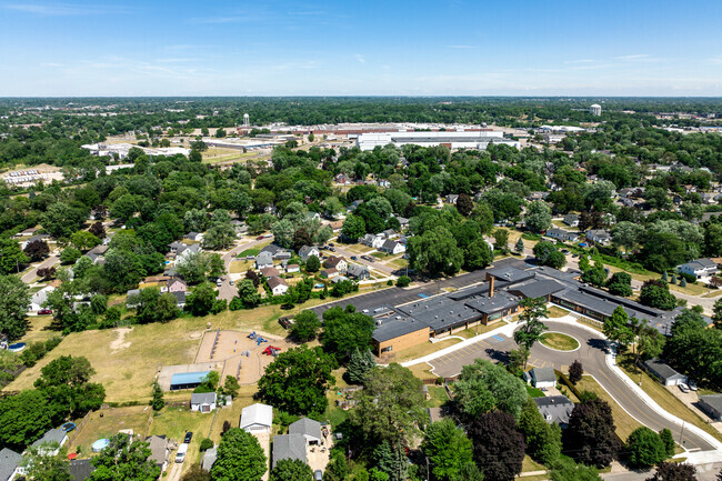 Aerial view of Parkview Elementary School in Wyoming Park.