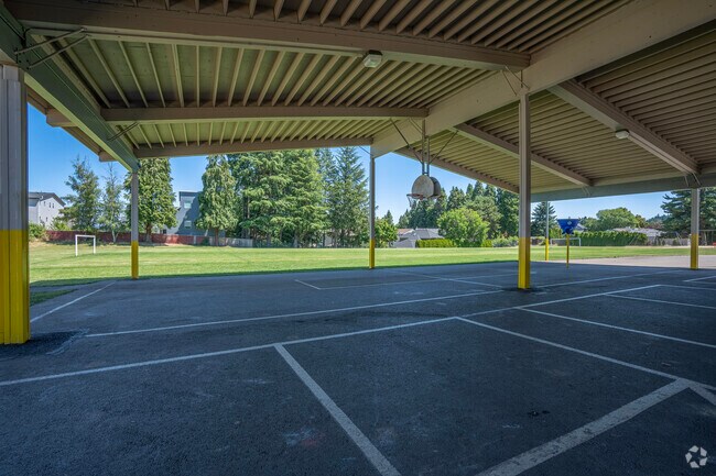 Covered basketball courts at Cooper Mountain Elementary School in the Sexton Mountain neighbo