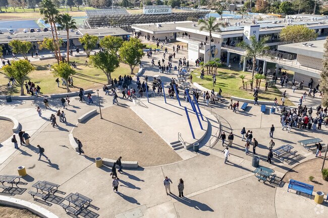 The quad at Channell Islands High School is always active with students.