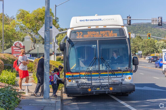 Sonoma County Transit serves Boyes Hot Springs with multiple bus lines.