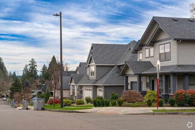 New home communities have views of Mt. Hood peak in Downtown Tigard.