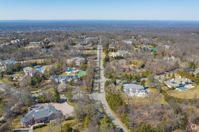 Aerial view of Alpine, NJ, one of the wealthiest enclaves in America.