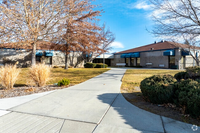 The front pathway to Katherine Dunn Elementary School.