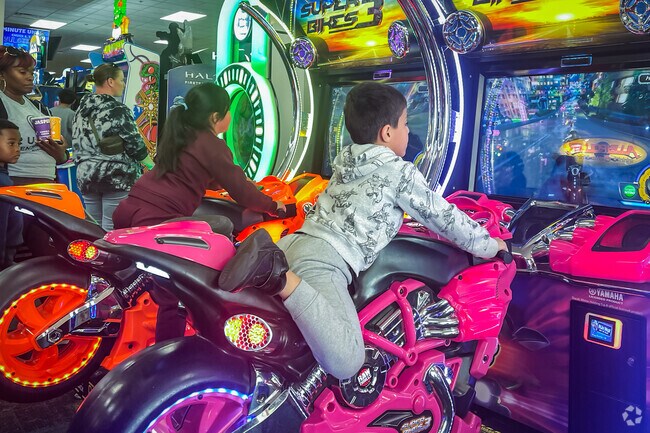 Chuck E. Cheese located a mile away from Parkview offers arcades, pizzas and party rooms.