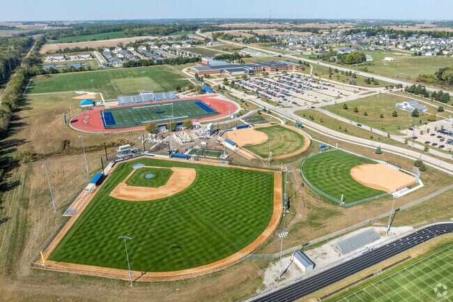 The campus of Clear Creek Amana High and Middle Schools contains every athletic field.