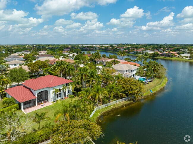 Waterfront Mediterranean style homes in Pembroke Shores are a common sight.