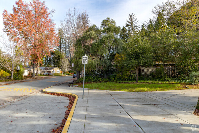 School bus station at Oak Knoll Elementary School in Menlo Park.