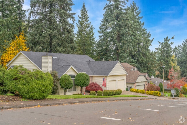 A row of modern custom homes in the Marylhurst neighborhood.