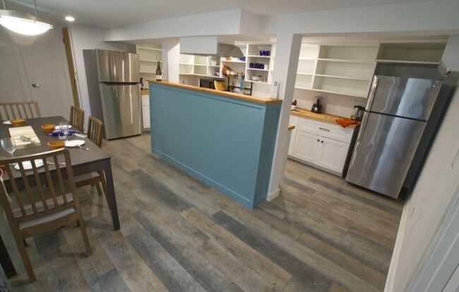 The kitchen and dining area.