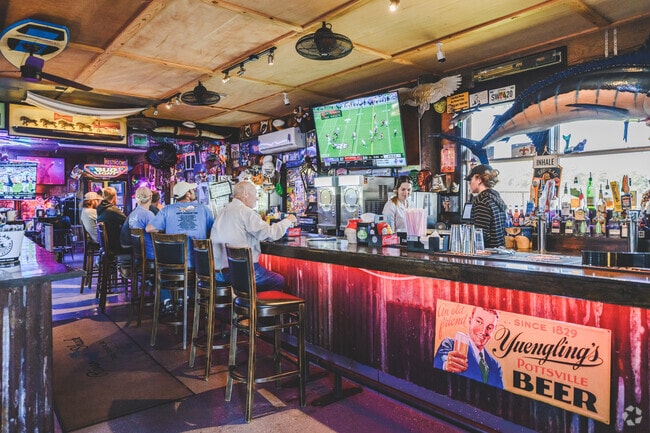 The River Shack includes bars for Bayview locals to gather.