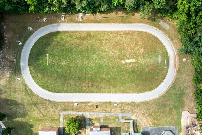An aerial view of the sports field of Three Chopt Elementary School.
