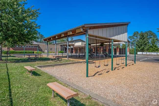 Swingset at Orenco Elementary School in Hillsboro, Oregon.
