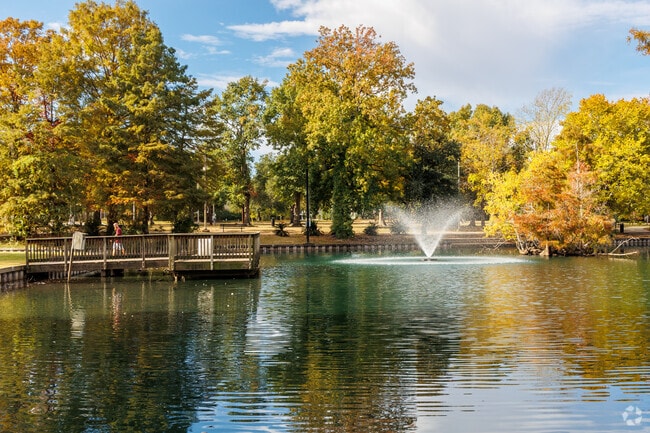 Peaceful ambience can be found amidst the fountains at Girard Park.