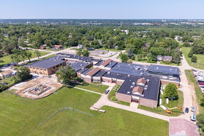 Aerial view of Fairmont School and its surrounding neighborhood.