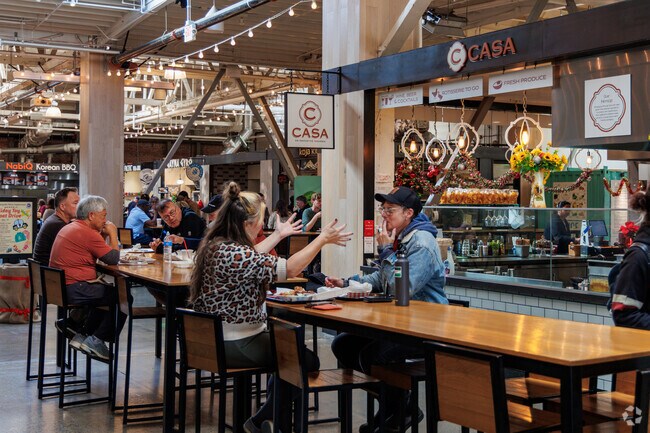 The Emeryville Public Market is a hub for eclectic dining and local gathering.