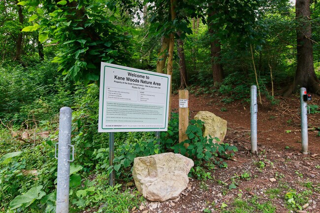 Residents can enjoy local hiking trails at Kane Woods Nature Area - Scrubgrass Run Trailhead.