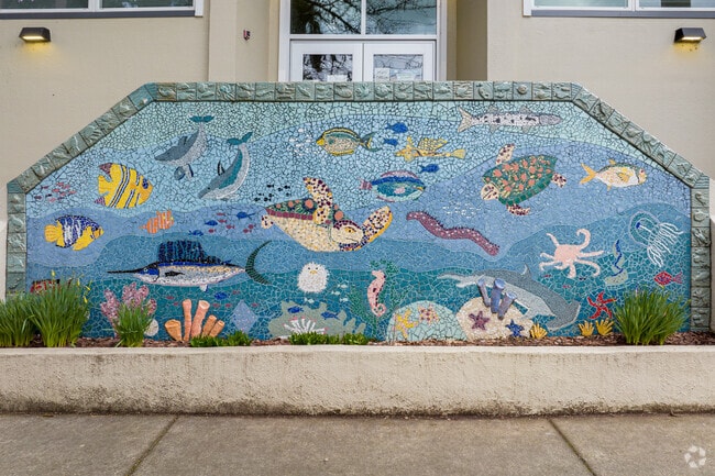 A beautiful handmade mosaic at El Puente Bilingual Elementary.