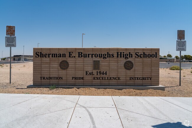 The sign at Burroughs High School welcomes students and staff as they enter the campus.