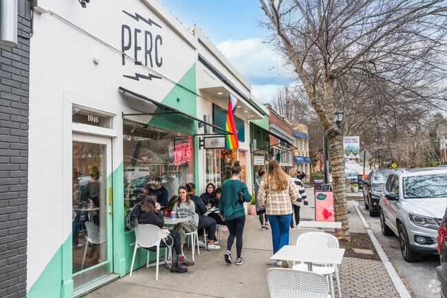 Virginia Highland's Perc is a highly-rated craft coffee shop with eye-catching design.