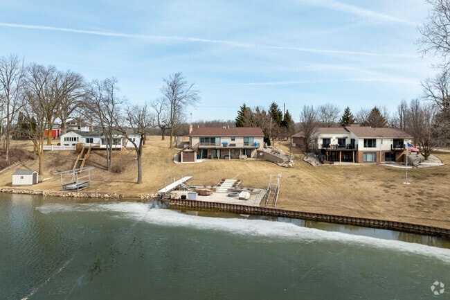 Pleasant Lake in Freedom Township features ranch and colonial-style homes.