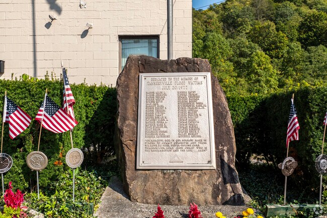 A plaque remembers those that died in the 1977 floods in the West Taylor area.