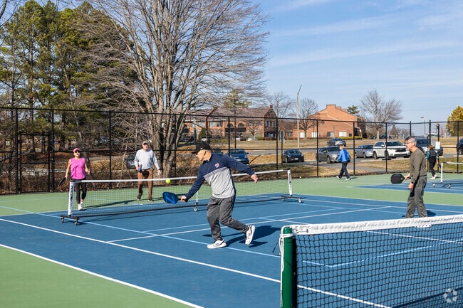 Newington Forest locals enjoy meeting up with friends for a game of Pickleball in Rolling Valley West Park.