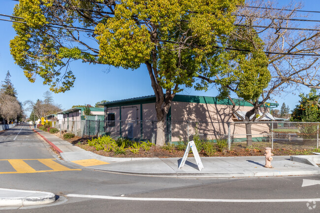 A view of the Herbert Hoover Elementary School classrooms from the street.