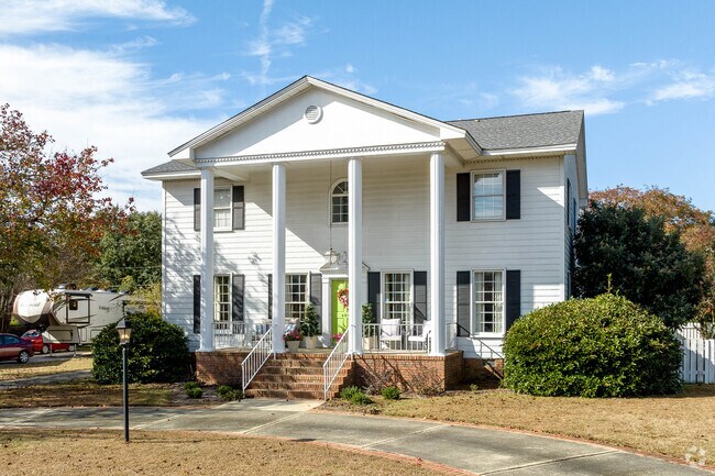 There are southern styled homes with large columns in The Hamptons.