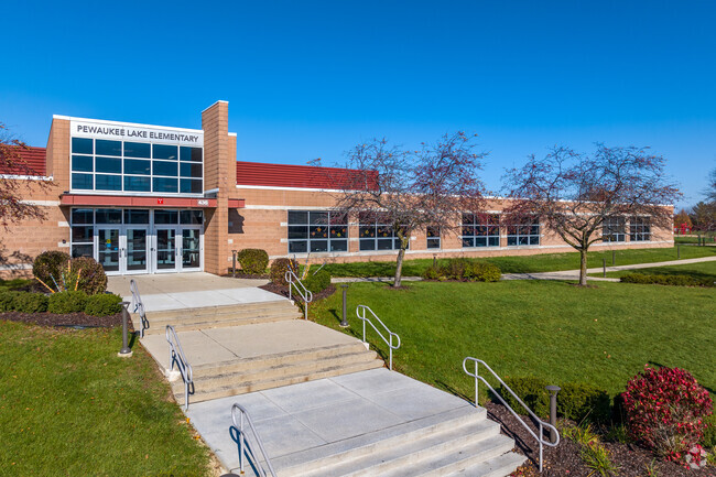 The staircase leading to Pewaukee Lake Elementary School.