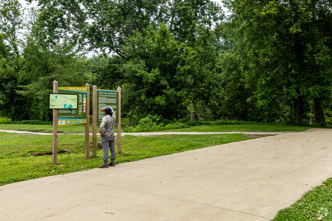 Residents enjoy the water trail in Benny Craig Park in Wakefield.