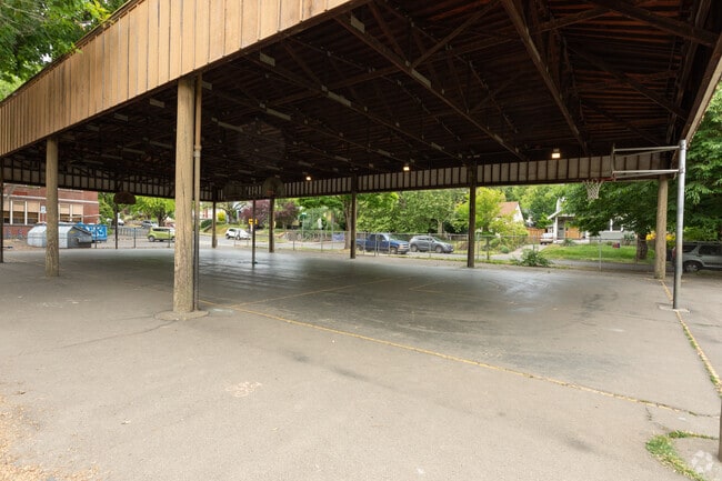 Sabin's covered basketball courts allow kids some outdoor time, regardless of the weather.