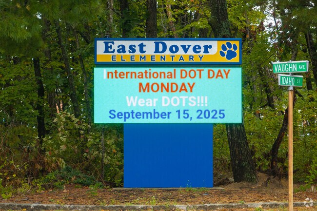 Community updates greet families at East Dover Elementary.
