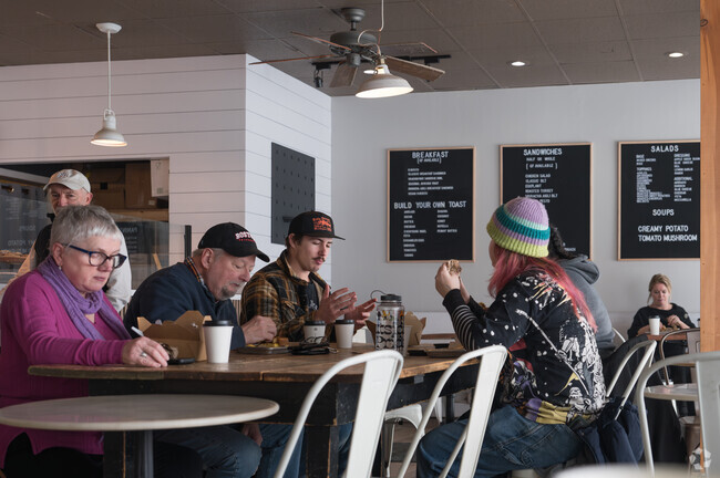 Fredonia residents enjoy some hot coffee and breakfast on a cold wintery day at Upper Crust Bake House.