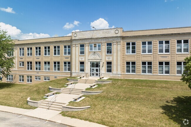Harvard High School is about 4 miles south of Wisconsin and 80 miles northwest of Chicago.