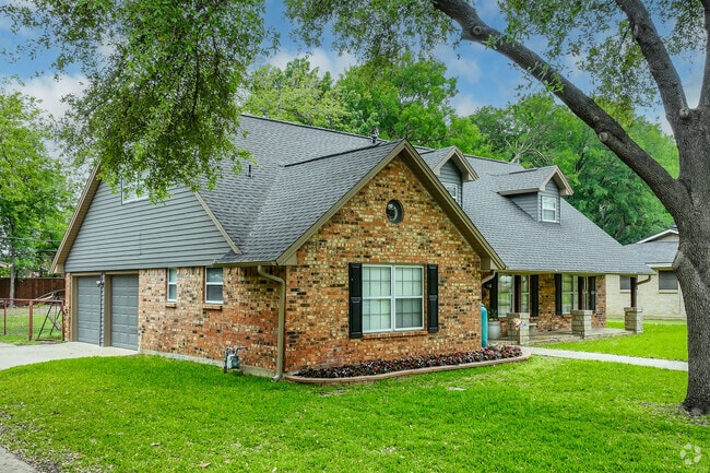 Here in Richland Hills, there are residential communities with tree-lined streets.