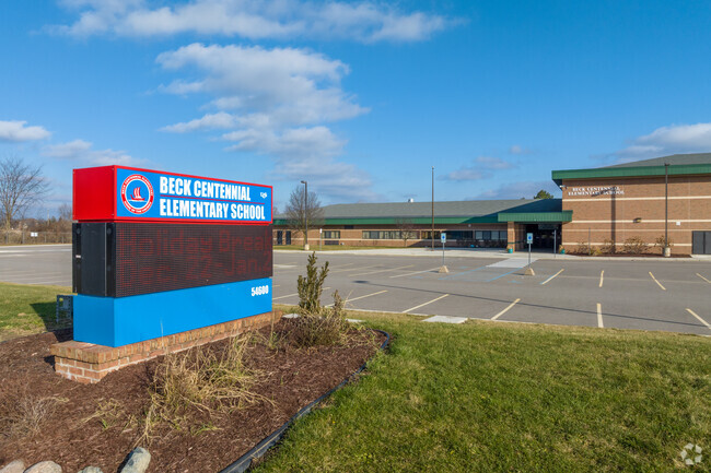 The sign of Beck Centennial Elementary School.